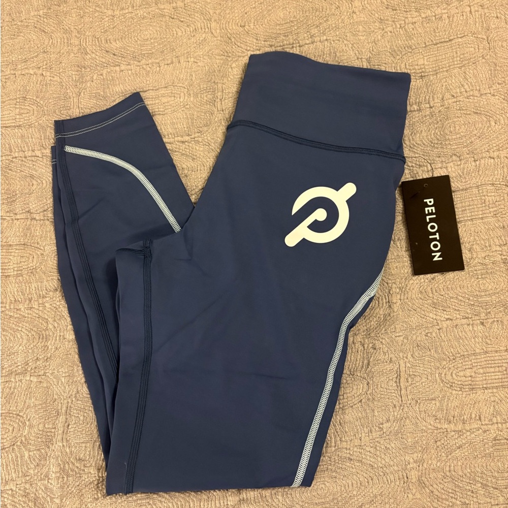 Peloton Navy Leggings with White Logo